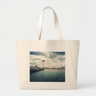 Coney Island-Strand-Panorama Jumbo Stoffbeutel