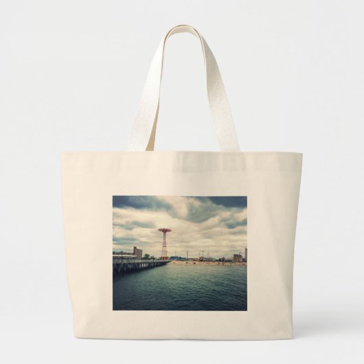 Coney Island-Strand-Panorama Jumbo Stoffbeutel (Vorne)