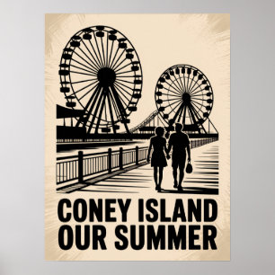 Coney Island Unsere Sommer-Silhouette Poster