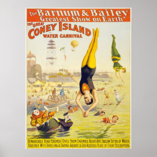 Coney Island Vintage-Zirkusakrobaten-Plakat Poster