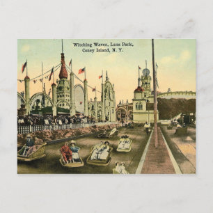 Coney Island, Wellenfahrt, Luna Park, Vintage Postkarte