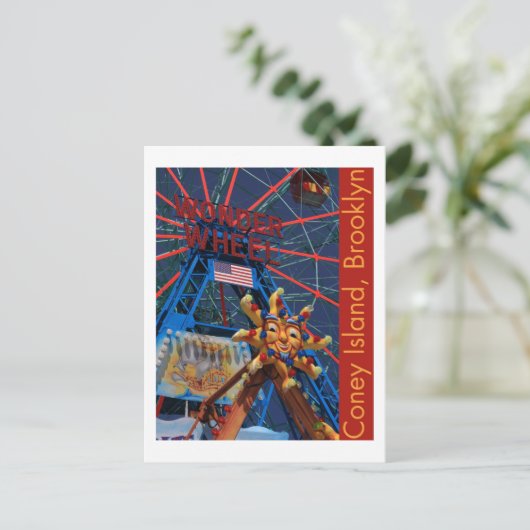 Coney Island Wonder Wheel Postkarte (Stehend Vorderseite)