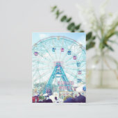 Coney Island Wonderwheel Riesenrad herein Sommer Postkarte (Stehend Vorderseite)