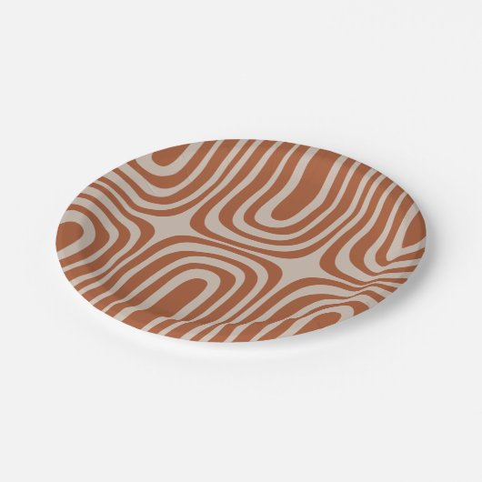 Confaab Boho Abstraktes Minimalistisches Muster Ro Pappteller (Schrägansicht)