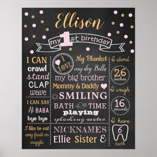 Confetti 1. Geburtstagskatze Poster (Vorne)