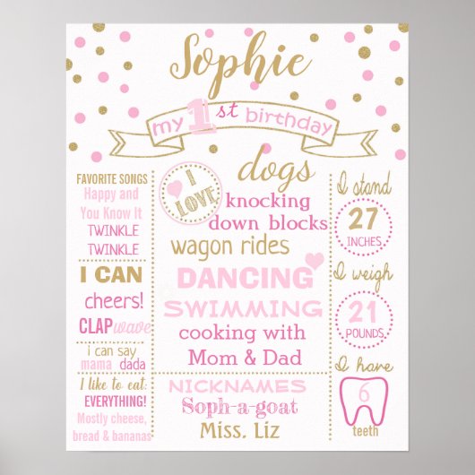 Confetti 1. Geburtstagskatze Poster (Vorne)