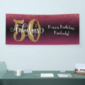 Confetti 50 & Fabulous Geburtstag Pink Black Ombre Banner (Messe)