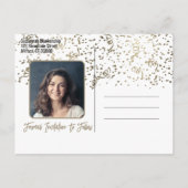 Confetti Abschluss Custom Foto Save the Date Ankündigungspostkarte (Rückseite)