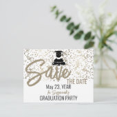 Confetti Abschluss Custom Foto Save the Date Ankündigungspostkarte (Stehend Vorderseite)