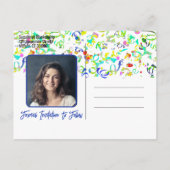 Confetti Abschluss Custom Foto Save the Date Ankündigungspostkarte (Rückseite)