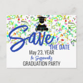 Confetti Abschluss Custom Foto Save the Date Ankündigungspostkarte (Vorderseite)