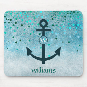 Confetti Anchor Sea Blue Beach Navy Girly Dots Mousepad