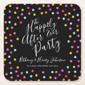 Confetti auf schwarz glücklich immer nach der Hoch Rechteckiger Pappuntersetzer (Vorderseite)