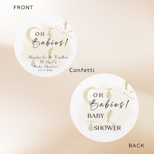 Confetti Baby Shower Neutral Twin Storks Konfetti