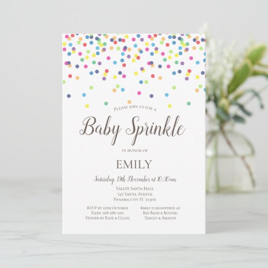Confetti Baby Sprinkle Einladung - Babydusche (Stehend Vorderseite)