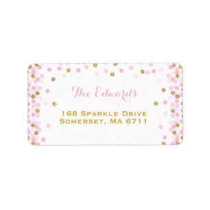 Confetti-Babyparty-Adressen-Etiketten Rosa und Adressaufkleber