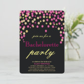 Confetti Bachelorette Imitate Pink Glitzer Hen Par Einladung (Stehend Vorderseite)