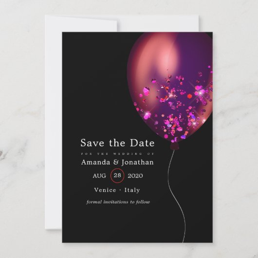 Confetti Balloon Wedding Save The Date (Vorderseite)