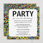 Confetti besprüht Geburtstags-Party Einladung (Vorne/Hinten)