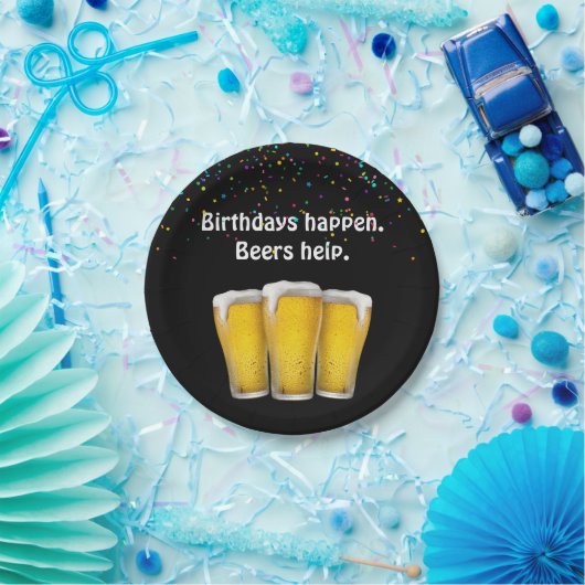 Confetti Birthday Beers Pappteller (Party)