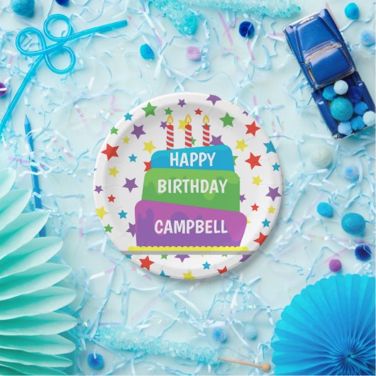 Confetti Birthday Cake Personalisierte Party Telle Pappteller (Party)