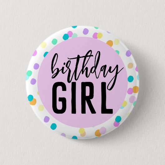 Confetti Birthday Girl Button (Vorderseite)