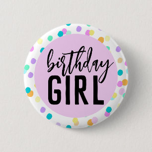 Confetti Birthday Girl Button