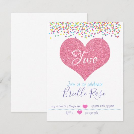 Confetti Birthday Invite Einladung (Vorne/Hinten)