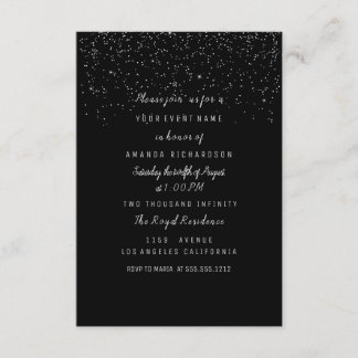 Confetti Black Brautparty Geburtstag 16. Einladung