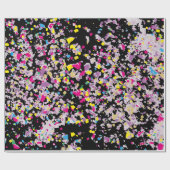 Confetti Black Wrapping Paper Geschenkpapier (Flach)