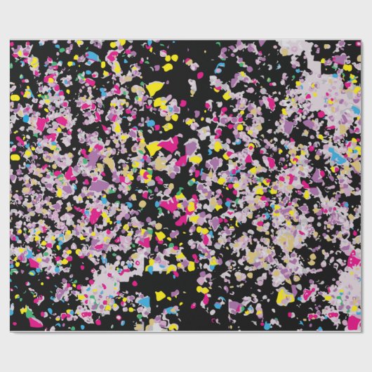 Confetti Black Wrapping Paper Geschenkpapier (Flach)