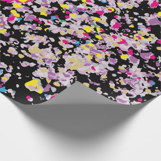 Confetti Black Wrapping Paper Geschenkpapier (Ecke)
