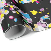 Confetti Black Wrapping Paper Geschenkpapier (Rolleneckpunkt)