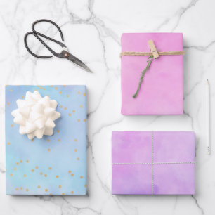 Confetti Blauer Rosa Lila Giro del Malcantone Geschenkpapier Set