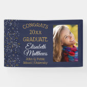 Confetti Blue Foto Glückwunschs Graduate Name Scho Banner (Horizontal)