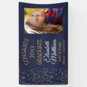 Confetti Blue Foto Glückwunschs Graduate Name Scho Banner (Vertikal)