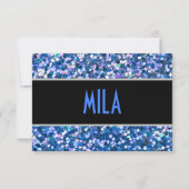 Confetti Blue RSVP Card Karte (Rückseite)