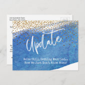 Confetti, Blue Watercolor - Hochzeitsaktualisierun Postkarte (Vorne/Hinten)