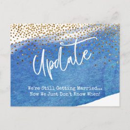 Confetti, Blue Watercolor - Hochzeitsaktualisierun Postkarte