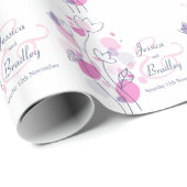 Confetti Blume Blätter rosa blaue Hochzeitspackung Geschenkpapier (Rolleneckpunkt)