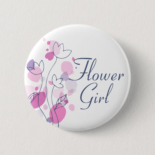 Confetti Blume Blue Girl Hochzeit Button / Taste (Vorderseite)