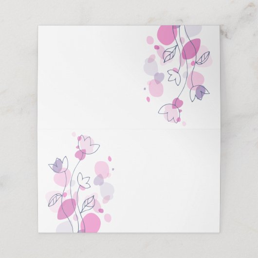 Confetti Blume Marine Rosa Hochzeit Platzkarten (Außenseite Aufgefaltet)