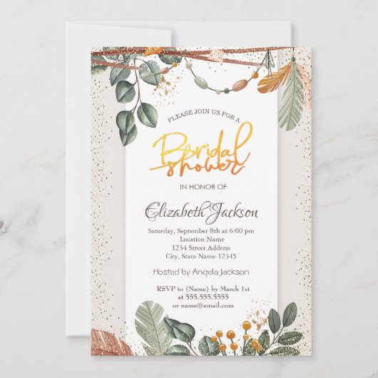 Confetti Boho Brautparty Einladung (Vorderseite)