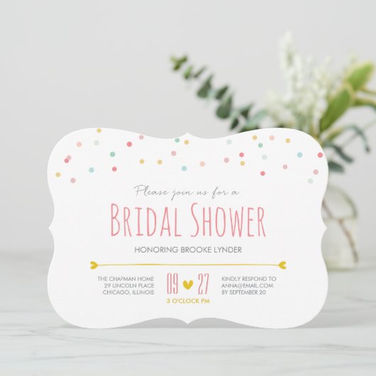 Confetti Bridal Dusche Einladung (Stehend Vorderseite)