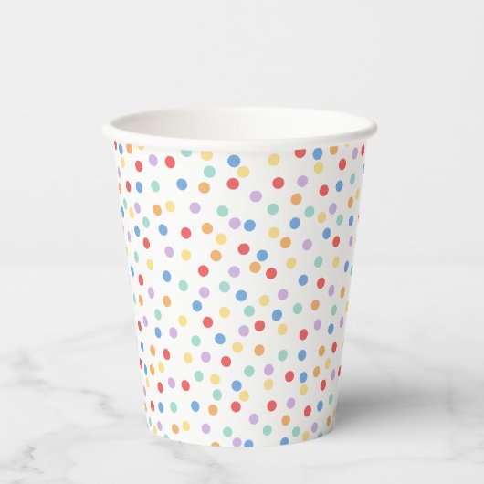 Confetti Brights (Punkte) Pappbecher (Vorderseite)