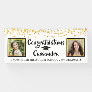 Confetti Brush Script Then & Now Fotos Abschluss Banner