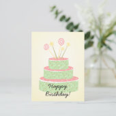 Confetti Cake / Green Birthday Cake Postkarte (Stehend Vorderseite)