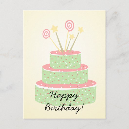 Confetti Cake / Green Birthday Cake Postkarte (Vorderseite)