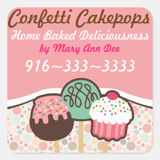 Confetti Cake Pops Stickers Labels (Vorderseite)