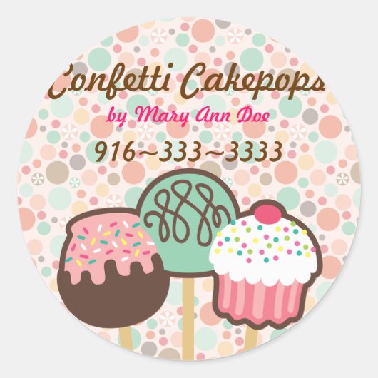 Confetti Cake Pops Stickers Labels (Vorderseite)